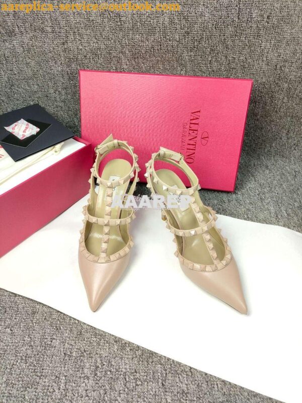 Replica Valentino Garavani Rockstud Caged Ankle Strap TONAL STUDS pump 5