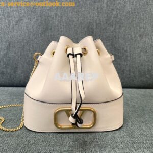 Replica Valentino Mini Bucket Bag In Nappa Leather with VLogo Signatur