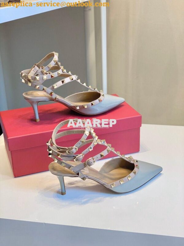 Replica Valentino Garavani Rockstud Caged Pump 65mm BabyBlue 2