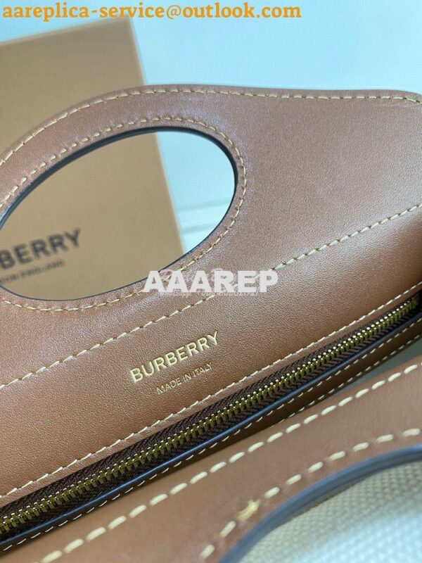 Replica Burberry Mini Logo Graphic Canvas and Leather Pocket Bag Natur 9