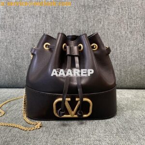 Replica Valentino Mini Bucket Bag In Nappa Leather with VLogo Signatur