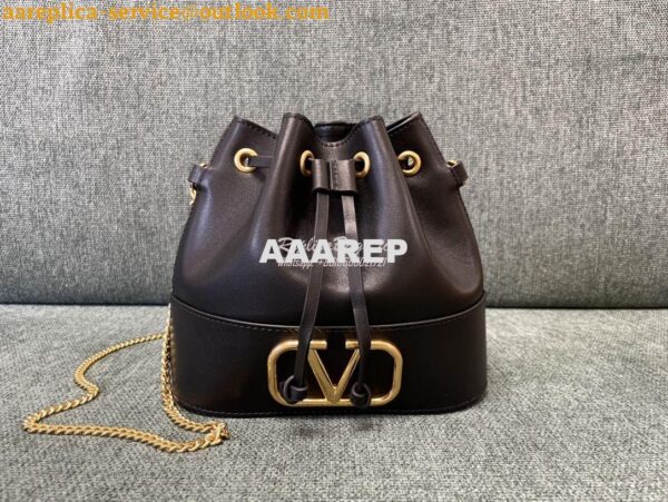 Replica Valentino Mini Bucket Bag In Nappa Leather with VLogo Signatur 3