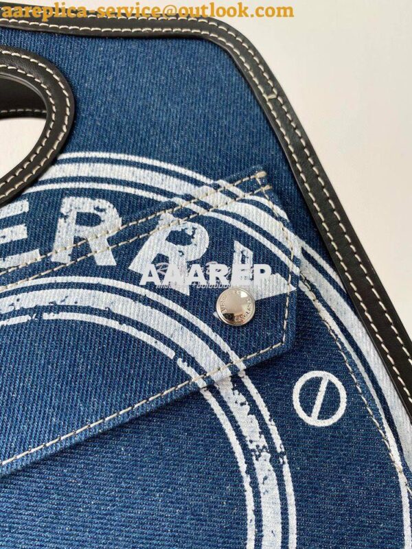 Replica Burberry Mini Logo Graphic Denim and Leather Pocket Bag Dark C 8