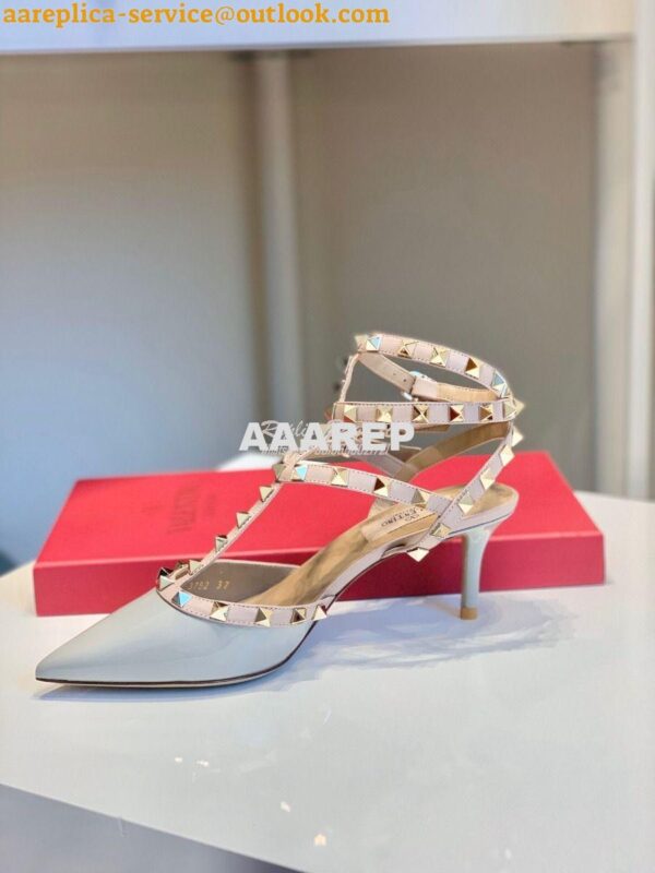 Replica Valentino Garavani Rockstud Caged Pump 65mm BabyBlue 7