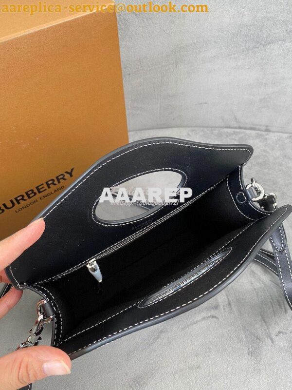 Replica Burberry Mini Logo Graphic Denim and Leather Pocket Bag Dark C 9