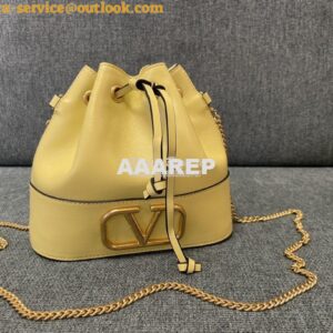 Replica Valentino Mini Bucket Bag In Nappa Leather with VLogo Signatur