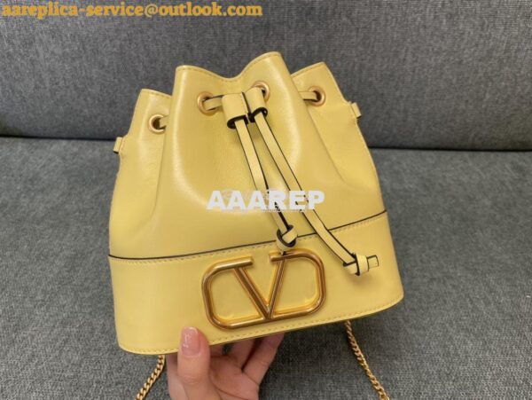 Replica Valentino Mini Bucket Bag In Nappa Leather with VLogo Signatur 4