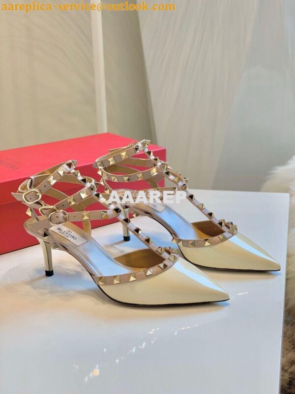 Replica Valentino Garavani Rockstud Caged Pump 65mm Ivory 3