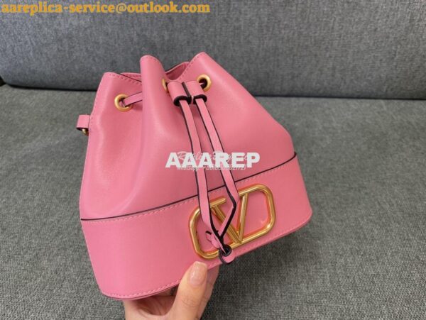 Replica Valentino Mini Bucket Bag In Nappa Leather with VLogo Signatur 4