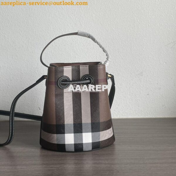 Replica Burberry Mini TB Bucket Bag Dark Birch Brown 80662131 10