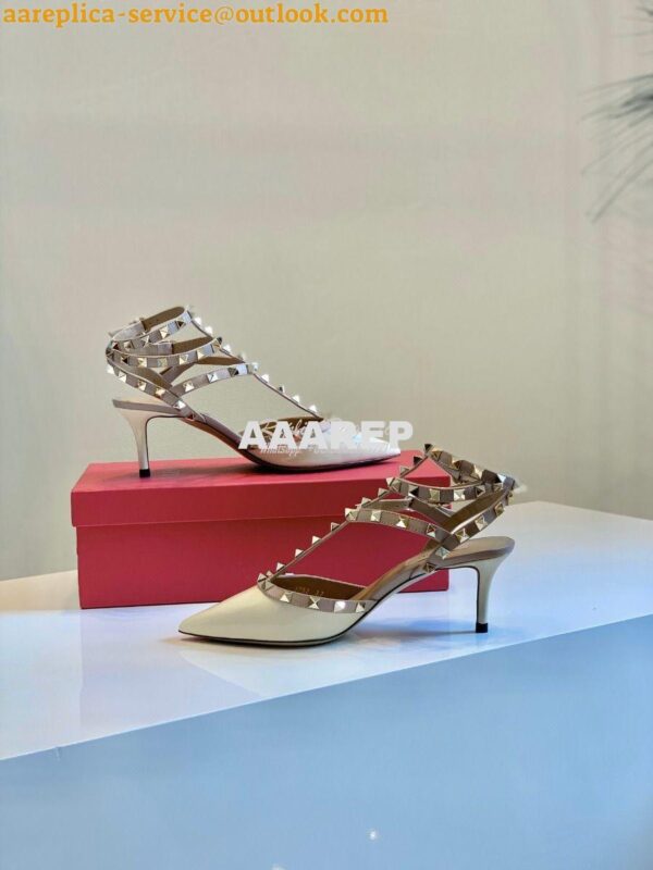 Replica Valentino Garavani Rockstud Caged Pump 65mm Ivory 5