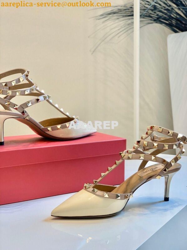 Replica Valentino Garavani Rockstud Caged Pump 65mm Ivory 6