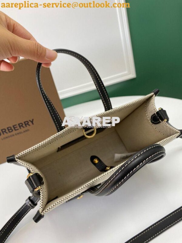 Replica Burberry Mini Two-tone Canvas and Leather Freya Bag Black 8044 7