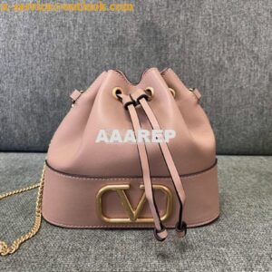 Replica Valentino Mini Bucket Bag In Nappa Leather with VLogo Signatur