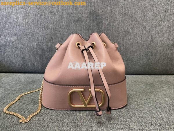 Replica Valentino Mini Bucket Bag In Nappa Leather with VLogo Signatur 3