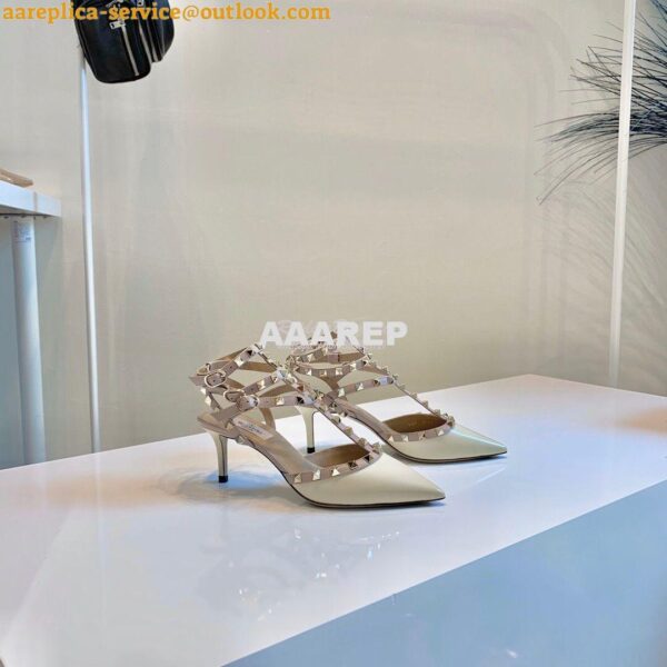 Replica Valentino Garavani Rockstud Caged Pump 65mm Ivory 7