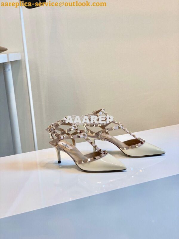 Replica Valentino Garavani Rockstud Caged Pump 65mm Ivory 8