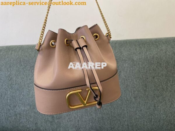 Replica Valentino Mini Bucket Bag In Nappa Leather with VLogo Signatur 5