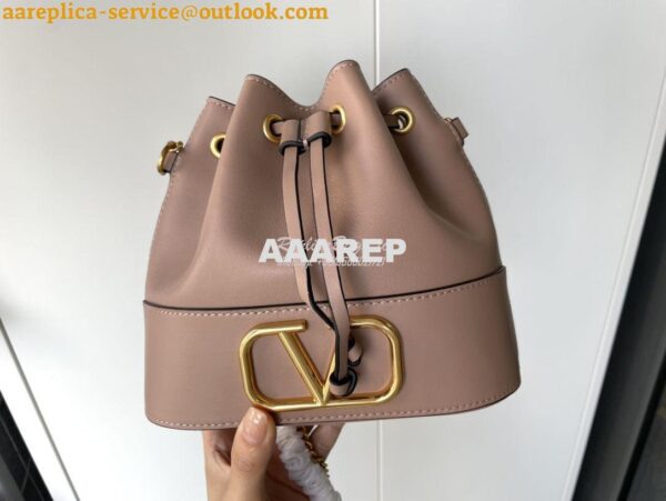 Replica Valentino Mini Bucket Bag In Nappa Leather with VLogo Signatur 6