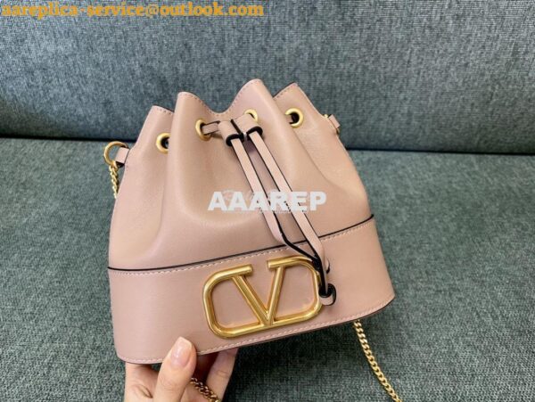 Replica Valentino Mini Bucket Bag In Nappa Leather with VLogo Signatur 7