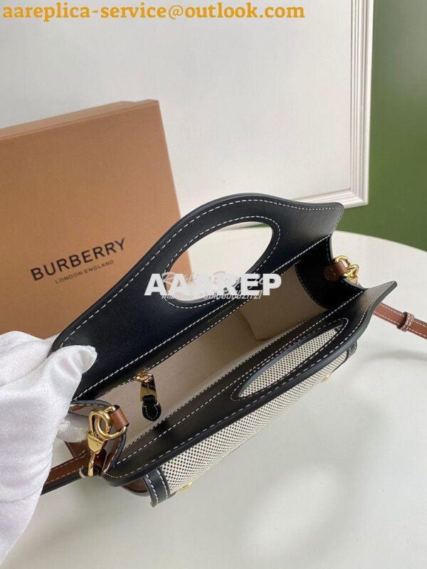 Replica Burberry Mini Two-tone Canvas and Leather Pocket Bag 80146151 10