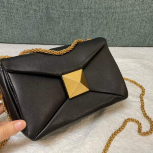 Replica Valentino One Stud Nappa Bag With Chain 1215 Black Gold