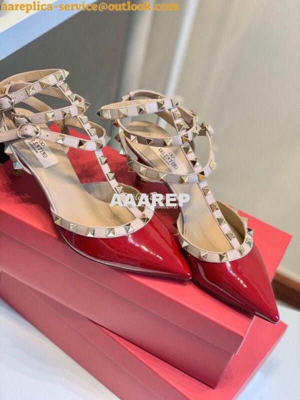 Replica Valentino Garavani Rockstud Caged Pump 65mm Wine 9