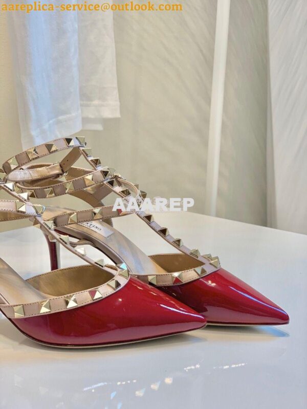 Replica Valentino Garavani Rockstud Caged Pump 65mm Wine 10