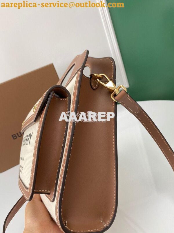 Replica Burberry Mini Two-tone Canvas and Leather Pocket Bag 80146151 6