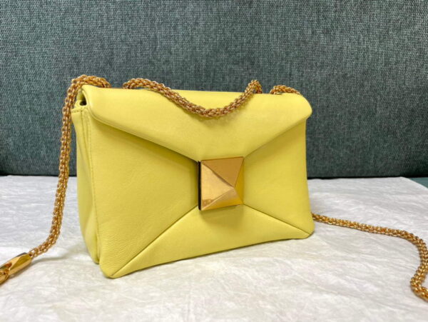 Replica Valentino One Stud Nappa Bag With Chain 1215 Yellow 3