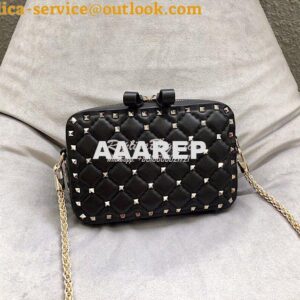 Replica Valentino Rockstud Spike Small Camera Bag QW1B0B60 Black 2