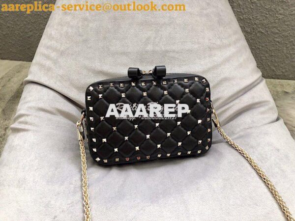 Replica Valentino Rockstud Spike Small Camera Bag QW1B0B60 Black 4