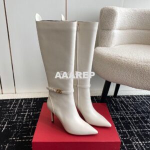 Replica Valentino Garavani Tan-Go Boot In Calfskin Leather 80mm 1W0S0F