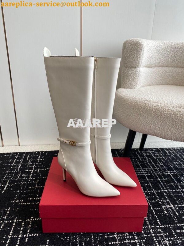 Replica Valentino Garavani Tan-Go Boot In Calfskin Leather 80mm 1W0S0F