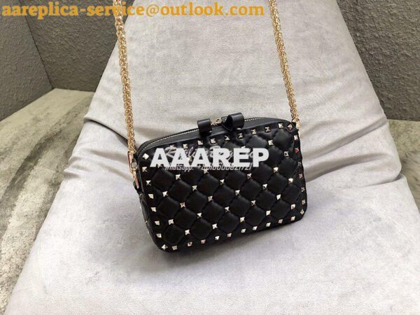 Replica Valentino Rockstud Spike Small Camera Bag QW1B0B60 Black 5