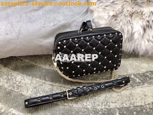 Replica Valentino Rockstud Spike Small Camera Bag QW1B0B60 Black 6