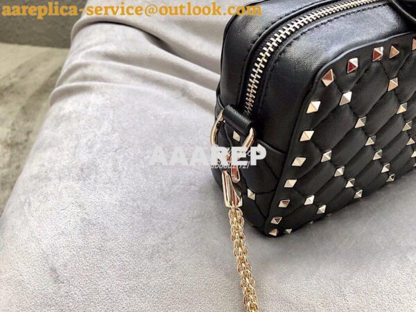 Replica Valentino Rockstud Spike Small Camera Bag QW1B0B60 Black 7