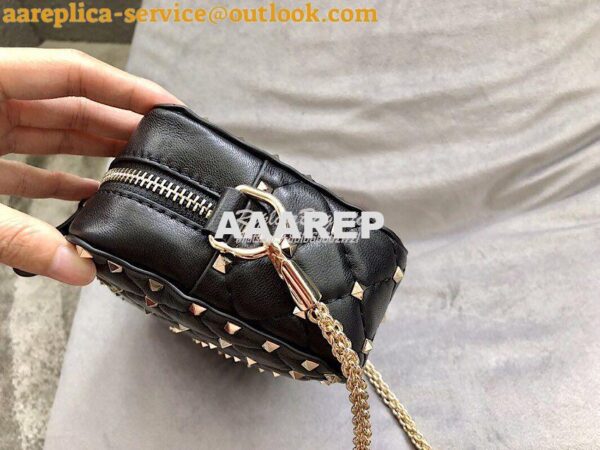 Replica Valentino Rockstud Spike Small Camera Bag QW1B0B60 Black 10