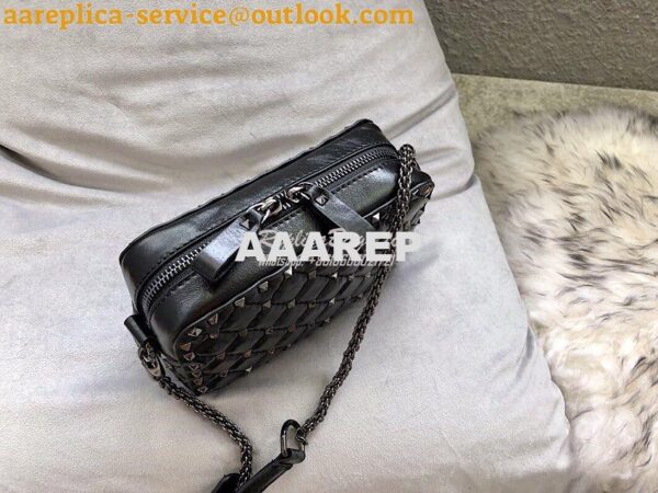 Replica Valentino Rockstud Spike Small Camera Bag QW1B0B60 Black Craqu 6