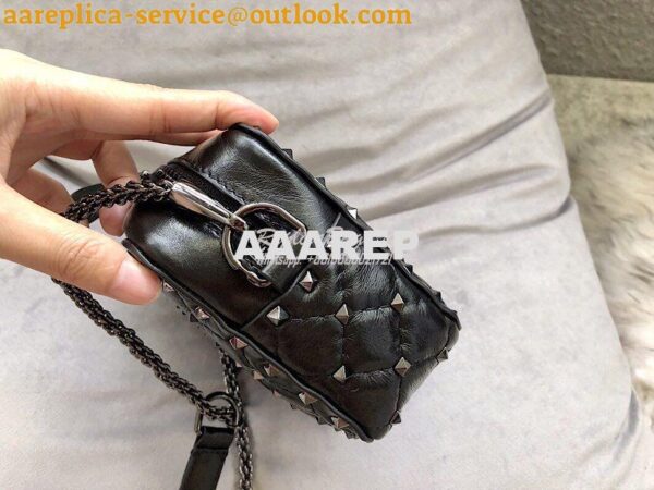 Replica Valentino Rockstud Spike Small Camera Bag QW1B0B60 Black Craqu 8