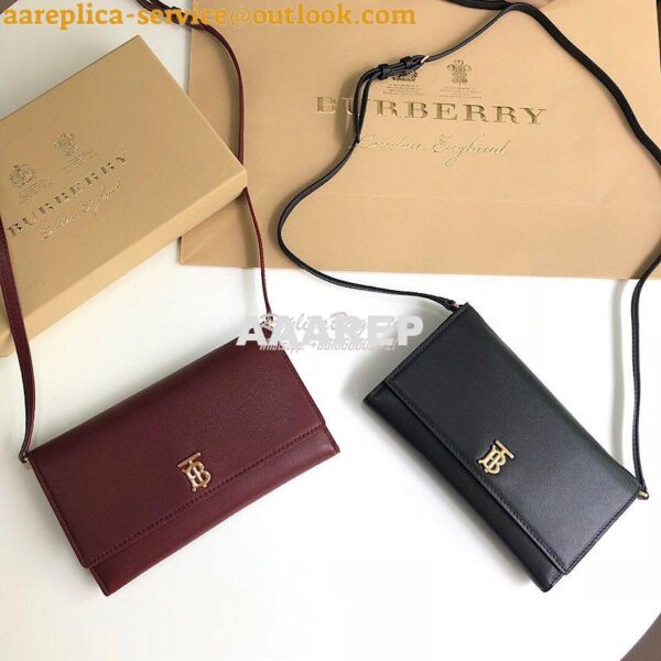 Replica Burberry Monogram Motif Leather Wallet with Detachable Strap 8 3