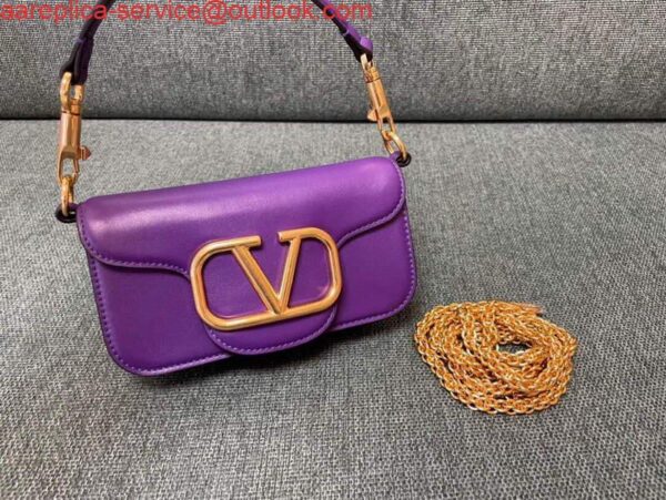 Replica Valentino WB0K53ZXL Locò Small Shoulder Bag in Calfskin Purple 3