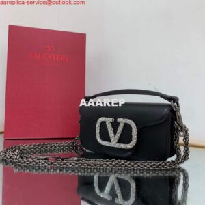 Replica Valentino WB0K53ZXL Star diamond Locò Small Shoulder Bag in Calfskin Black 2