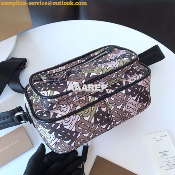 Replica Burberry Monogram Print and Leather Crossbody Bag 80116771 Kha 5