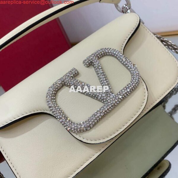 Replica Valentino WB0K53ZXL Star diamond Locò Small Shoulder Bag in Calfskin Light Ivory 5