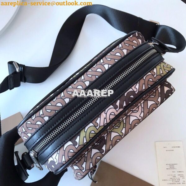 Replica Burberry Monogram Print and Leather Crossbody Bag 80116771 Kha 7