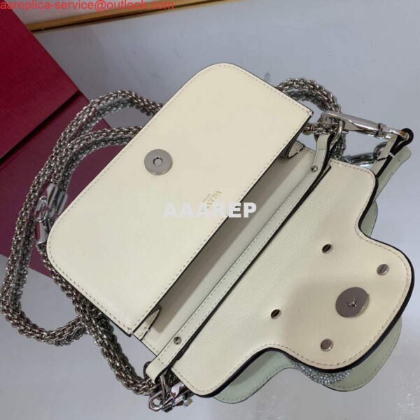 Replica Valentino WB0K53ZXL Star diamond Locò Small Shoulder Bag in Calfskin Light Ivory 6