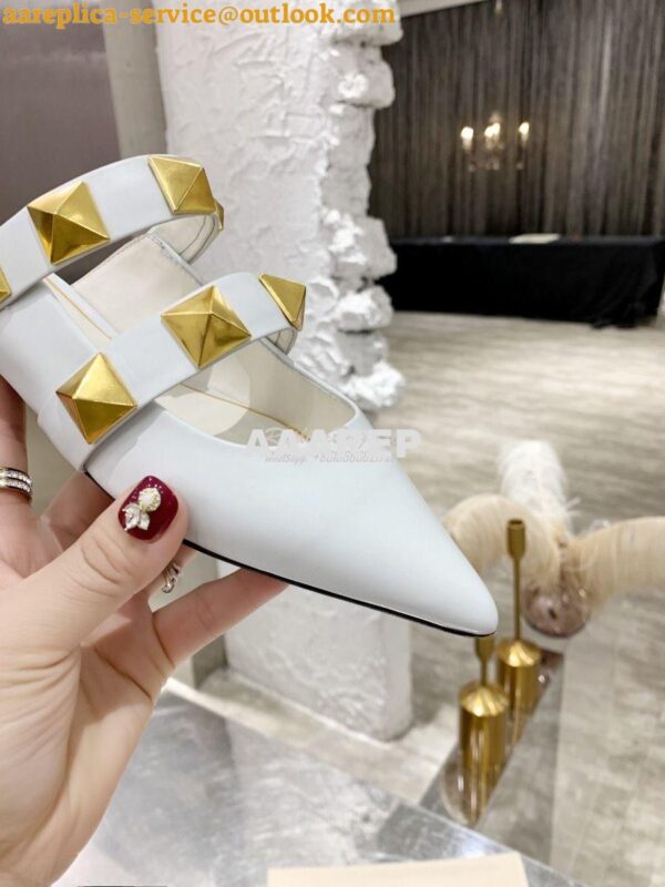 Replica Valentino Roman Stud Flat Mule In Calfskin VW2S0BK8 Ivory 7