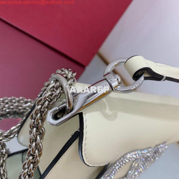 Replica Valentino WB0K53ZXL Star diamond Locò Small Shoulder Bag in Calfskin Light Ivory 9