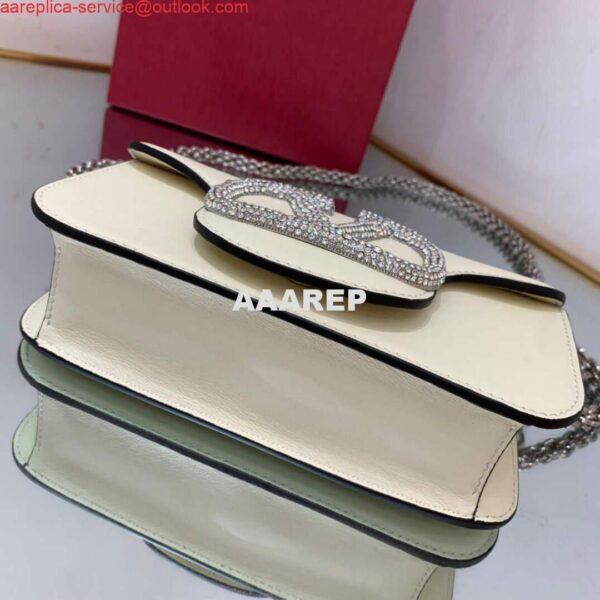 Replica Valentino WB0K53ZXL Star diamond Locò Small Shoulder Bag in Calfskin Light Ivory 10